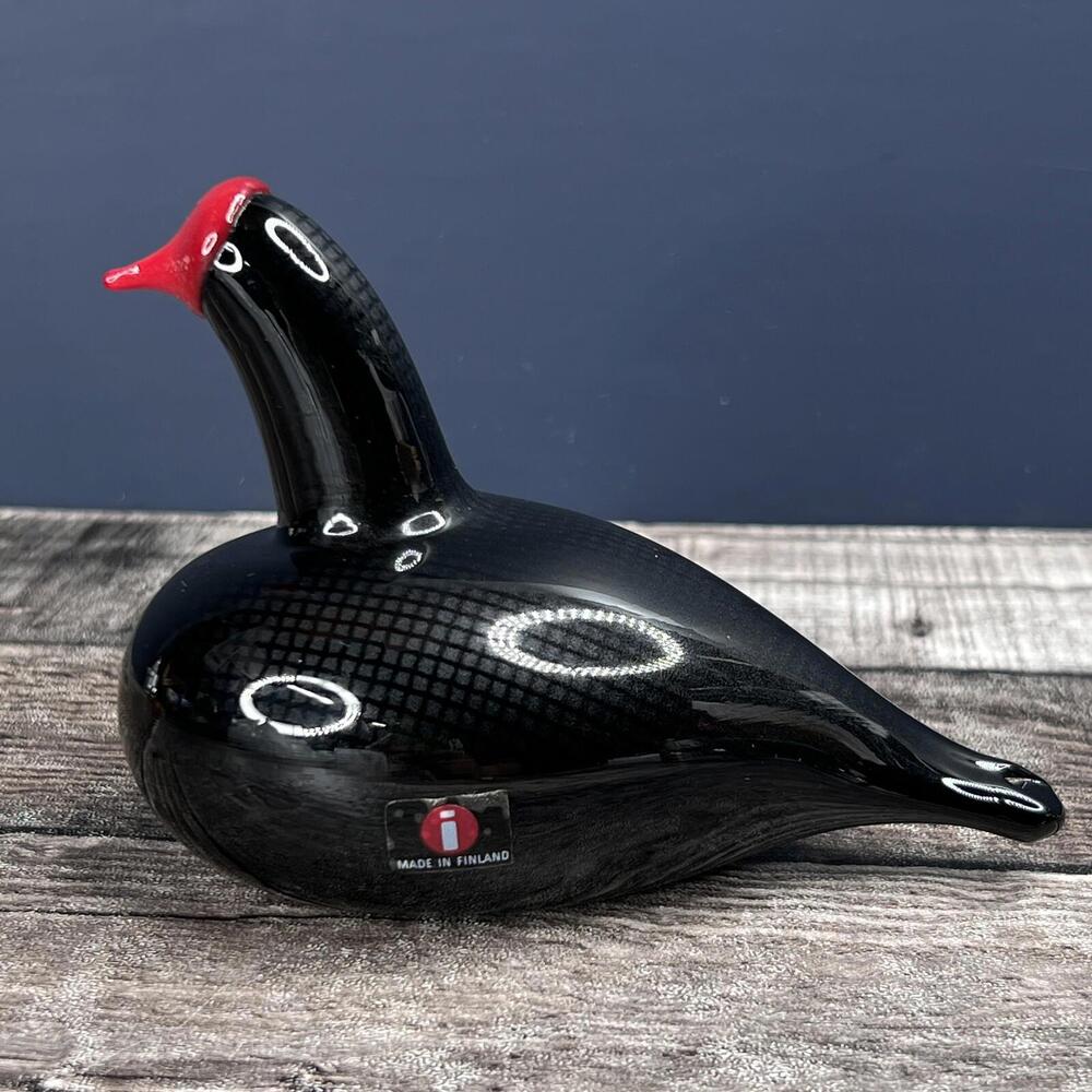 Rare Oiva Toikka Iittala BALD COOT Bird Glass Design Birds collection Duck Black